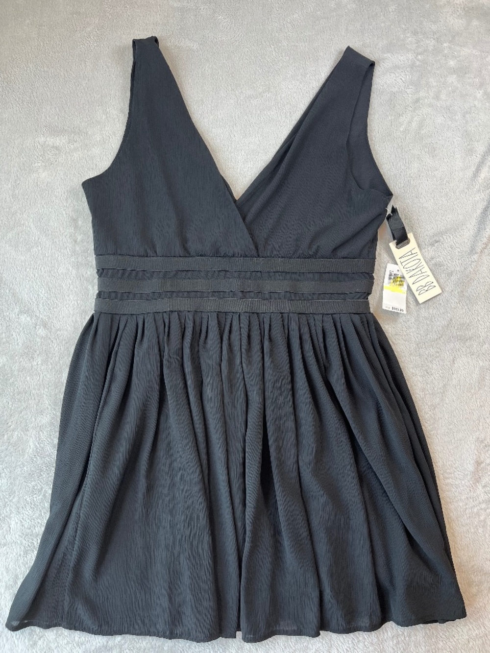 Little Black Dress BB Dakota Mini Dress sz M Deep V-Neck Chiffon Flowy Skirt NWT